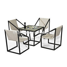 Casual outdoor garden furniture aluminum frame square table with chair rattan wicker dining set